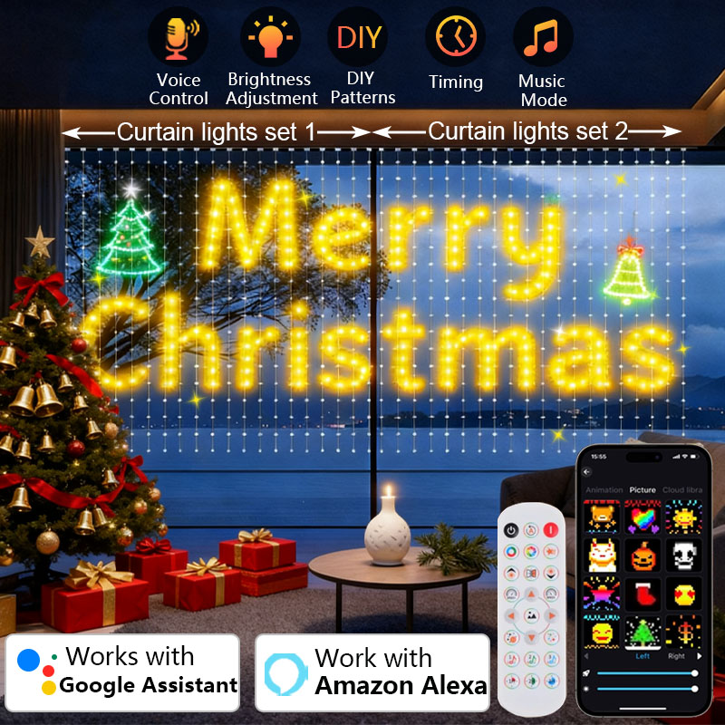 Home Decor Free App - 1/2 قطعة 400 المصابيح الذكية الستار