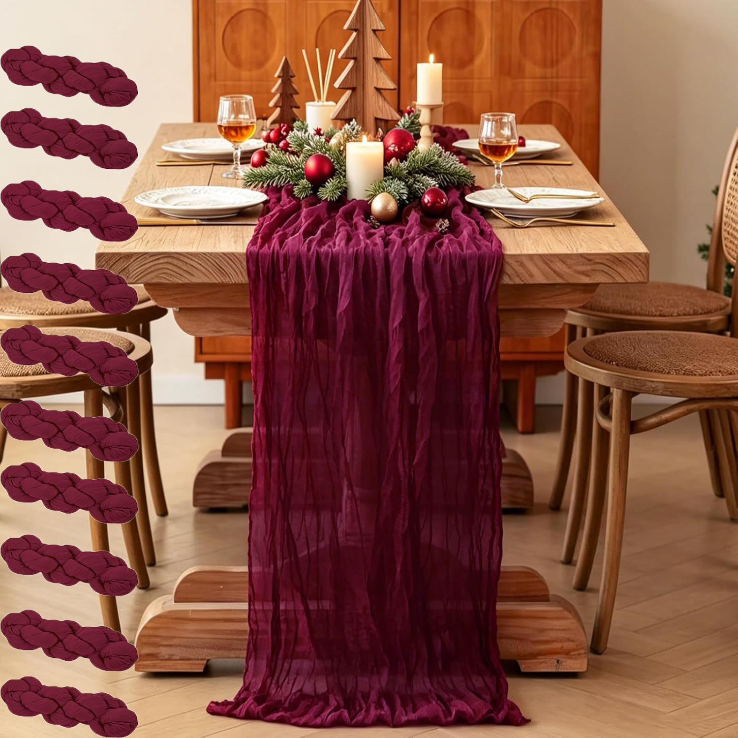 Linen Table Runner - 10 قطع من مفارش الطاولة المصنوعة