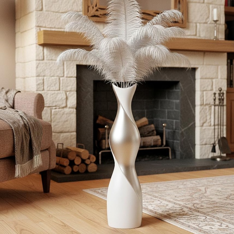 Pampas Grass Decor - مزهرية أرضية عصرية لغرفة المعيشة وغرفة