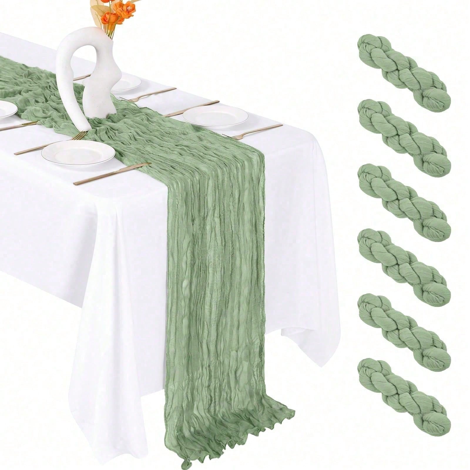 Linen Table Runner - 6 قطع من مفارش الطاولة المصنوعة