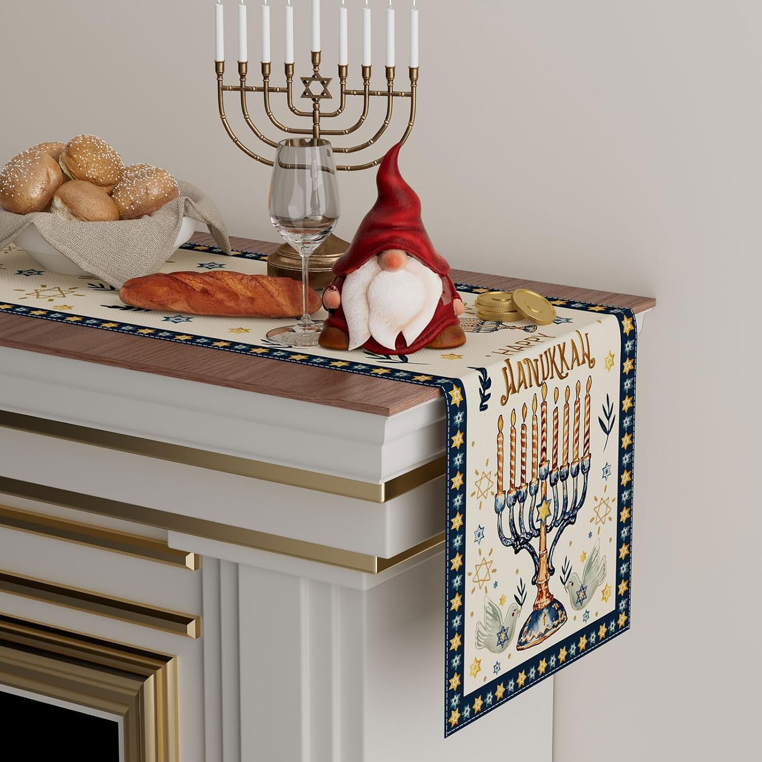 سعيد هانوكا شانوكا الشمعدان ال - مراجعة Linen Table Runner وسعره