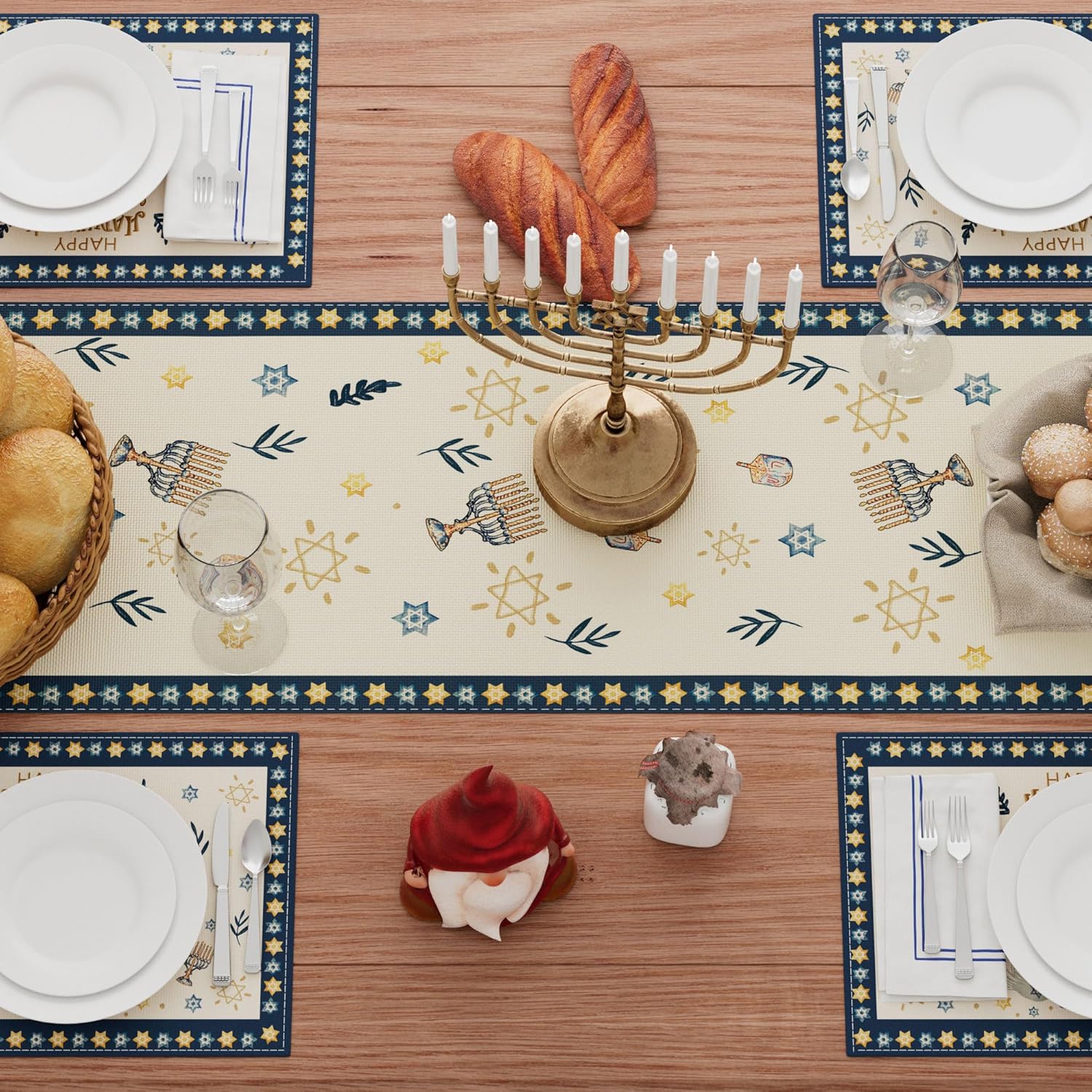 سعيد هانوكا شانوكا الشمعدان ال - مراجعة Linen Table Runner وسعره