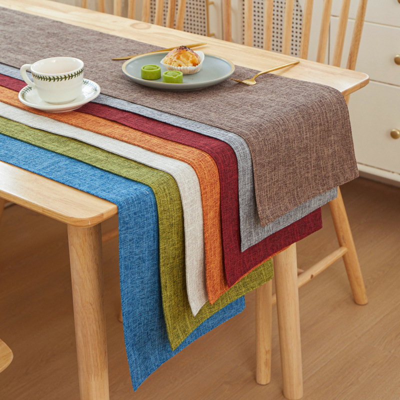 جديد سميكة الكتان بلون ضوء فاخ - مراجعة Linen Table Runner وسعره