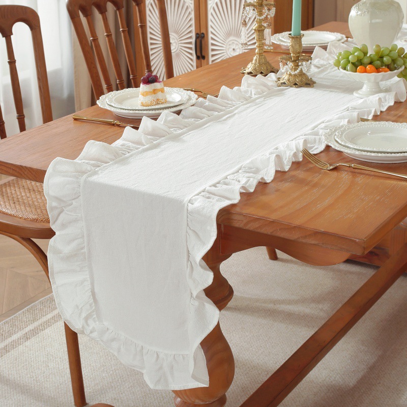 طاولة مستطيلة مكشكشة بلون سادة - مراجعة Linen Table Runner وسعره