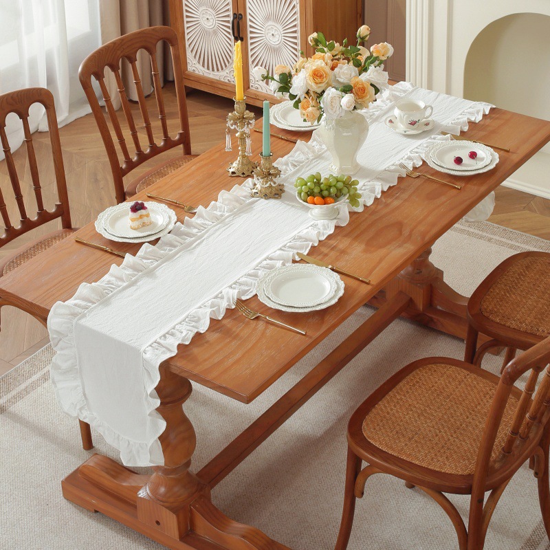 طاولة مستطيلة مكشكشة بلون سادة - مراجعة Linen Table Runner وسعره
