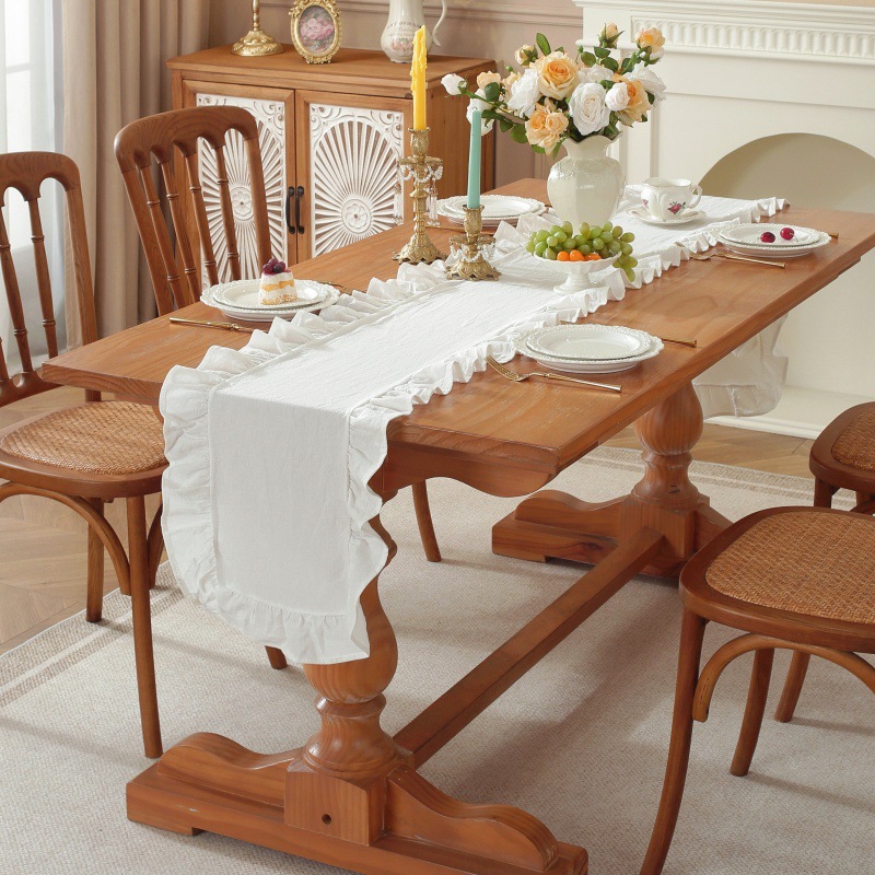 طاولة مستطيلة مكشكشة بلون سادة - مراجعة Linen Table Runner وسعره
