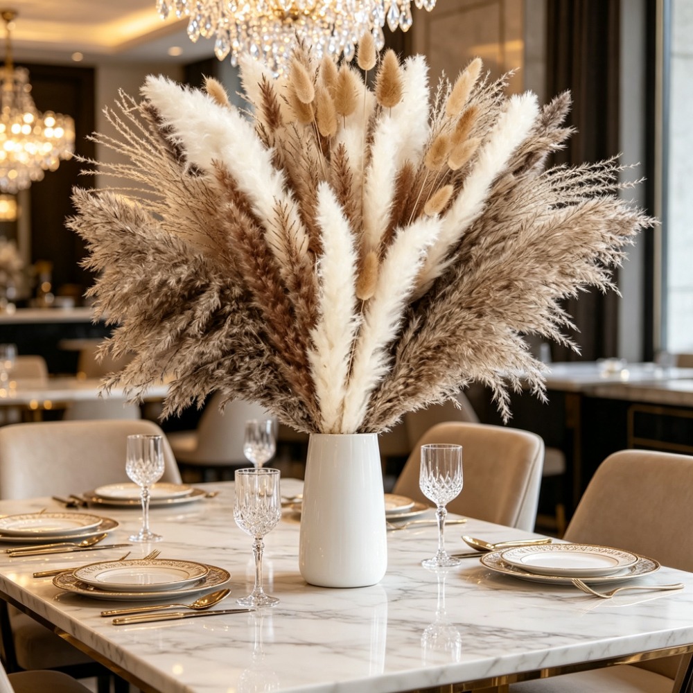 باقة من الزهور المجففة، عشب ال - مراجعة Pampas Grass Decor وسعره