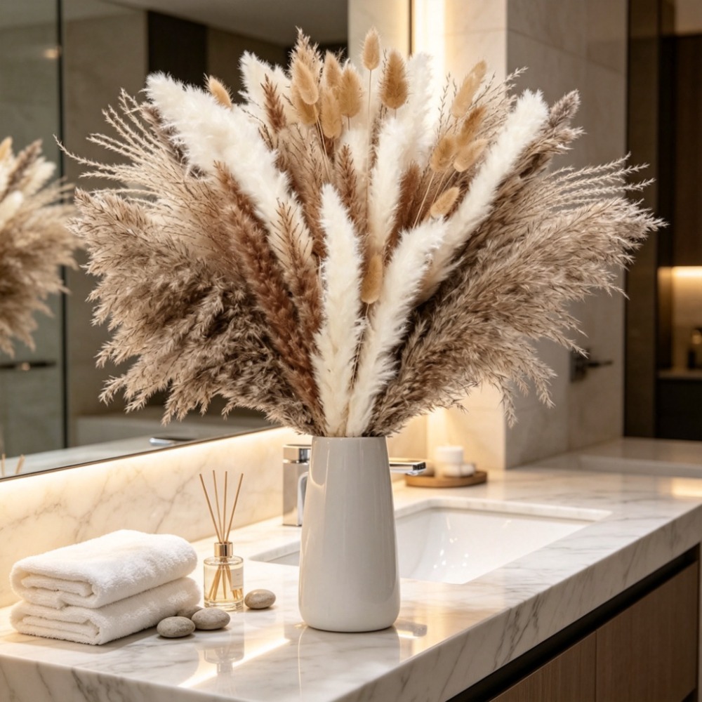 باقة من الزهور المجففة، عشب ال - مراجعة Pampas Grass Decor وسعره