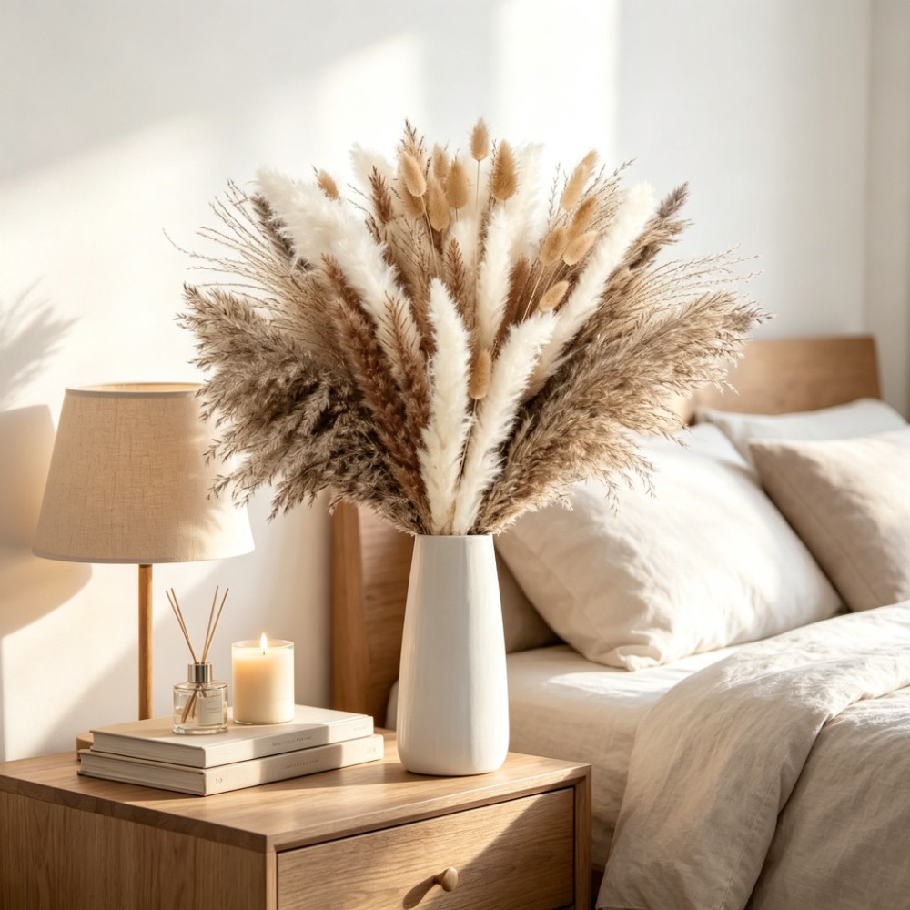 باقة من الزهور المجففة، عشب ال - مراجعة Pampas Grass Decor وسعره