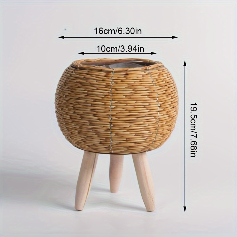 زارع روطان ريفي ساحر بأرجل خشب - مراجعة Rattan Plant Basket وسعره