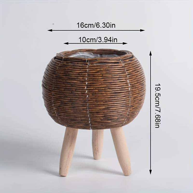 زارع روطان ريفي ساحر بأرجل خشب - مراجعة Rattan Plant Basket وسعره