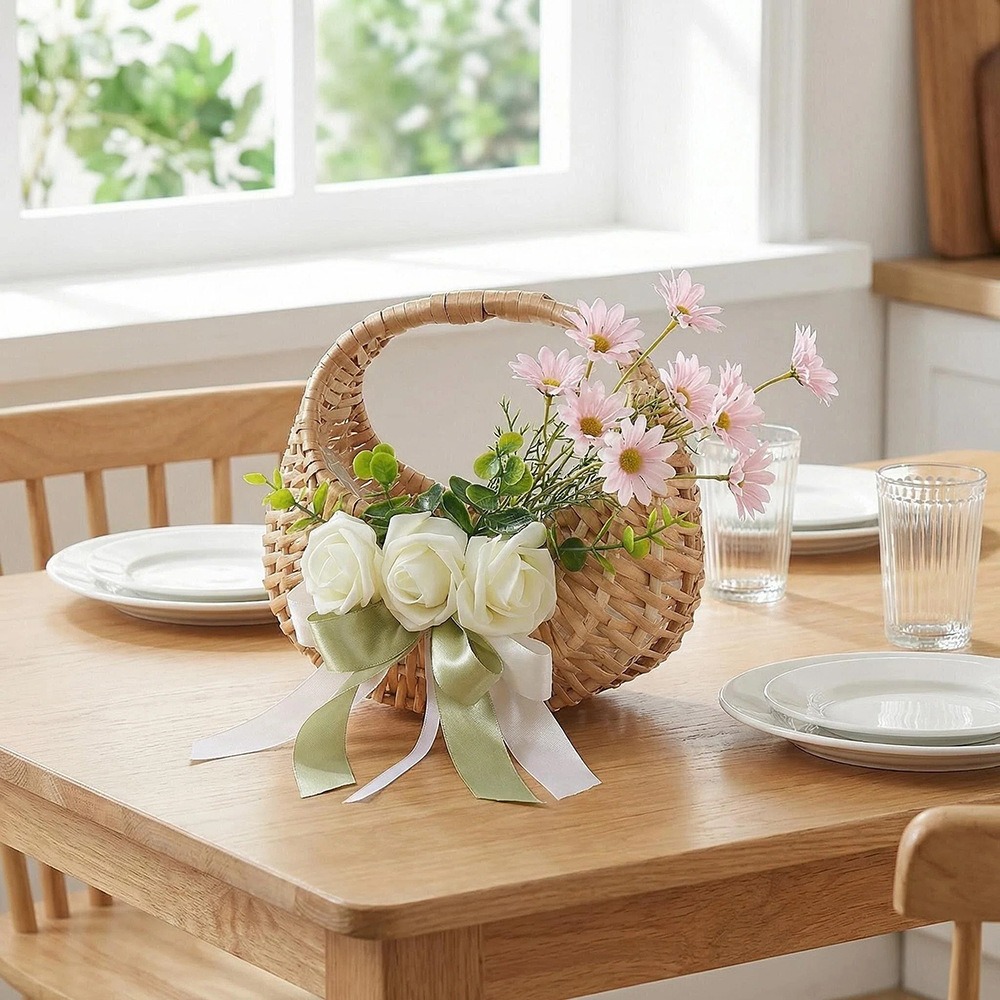 سلة زهور من الروطان مع شريط ور - مراجعة Rattan Plant Basket وسعره