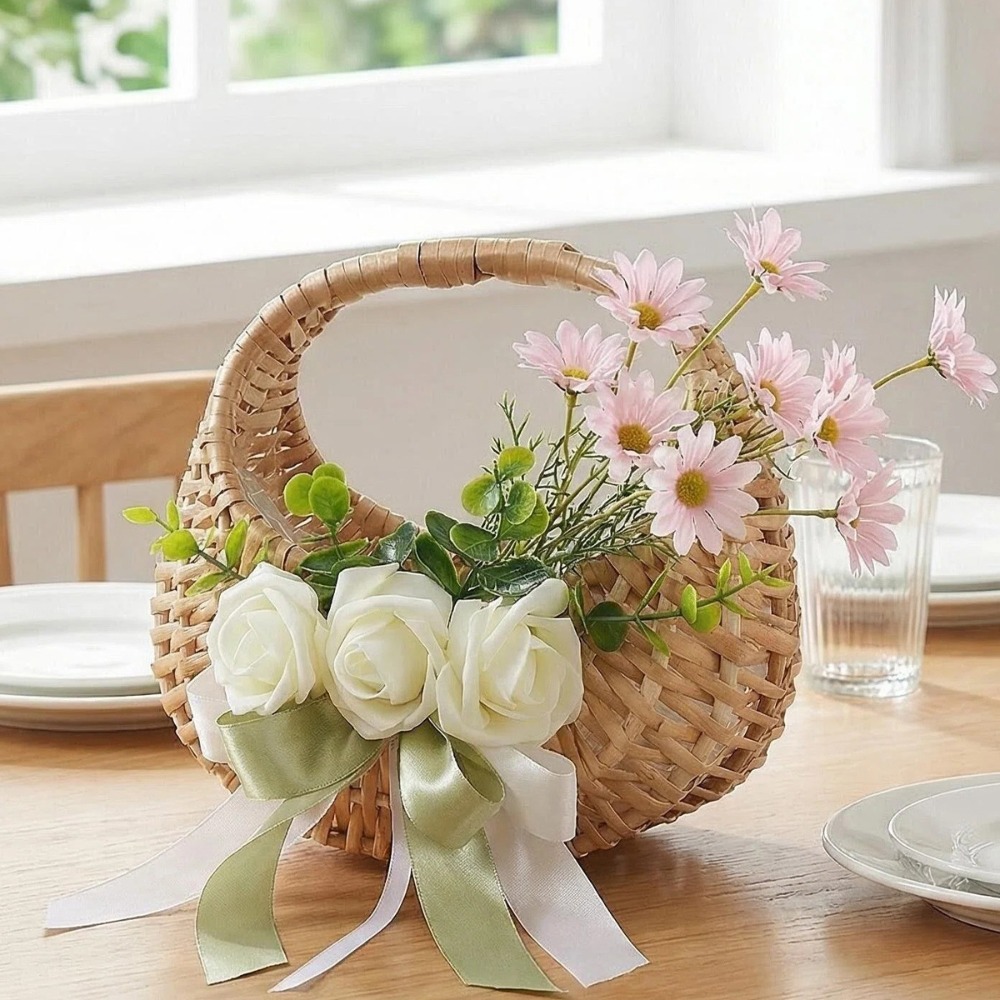 سلة زهور من الروطان مع شريط ور - مراجعة Rattan Plant Basket وسعره