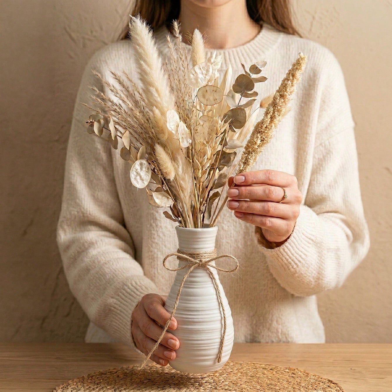 قطعة واحدة: مزهرية أزهار أفقية - مراجعة Pampas Grass Decor وسعره