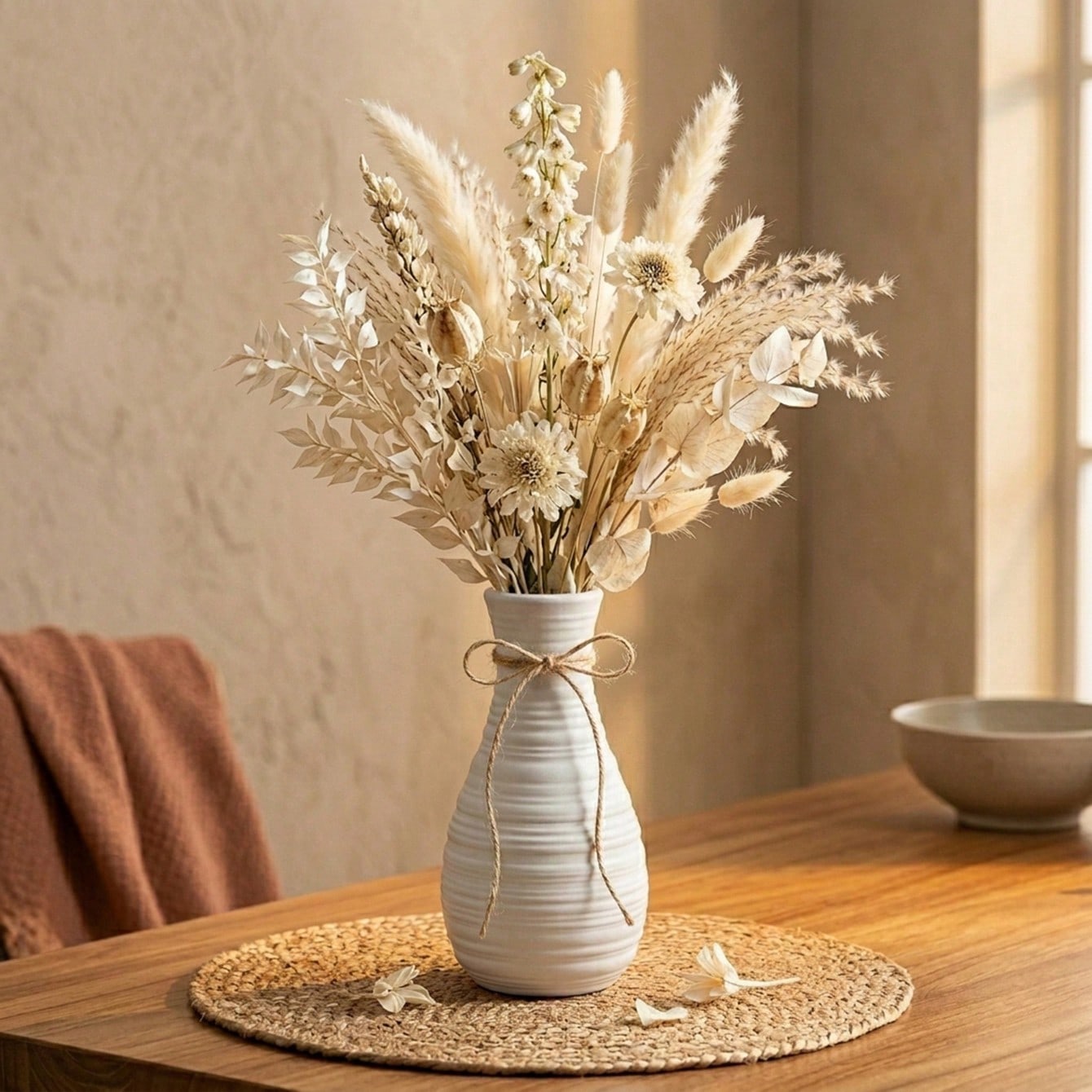 قطعة واحدة: مزهرية أزهار أفقية - مراجعة Pampas Grass Decor وسعره