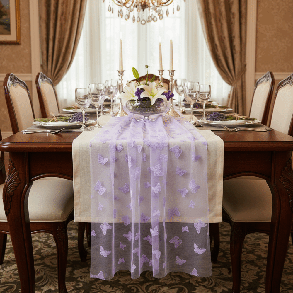 مفرش طاولة شبكي رومانسي بتصميم - مراجعة Linen Table Runner وسعره