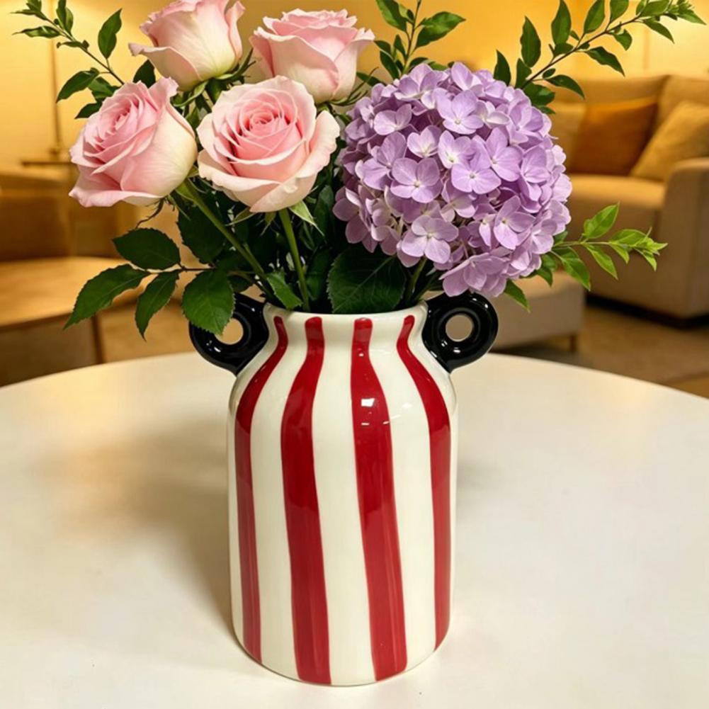 مزهرية سيراميك مخططة بمقابض مز - مراجعة Pampas Grass Decor وسعره