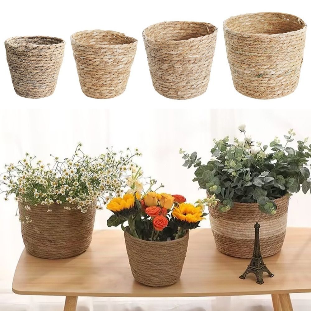 1 قطعة لحديقة الشرفات اناء للز - مراجعة Rattan Plant Basket وسعره